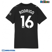 Camisa de Futebol Manchester City Rodri Hernandez #16 Equipamento Secundário Mulheres 2025-26 Manga Curta